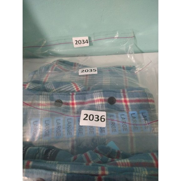 NWT Lucky Brand Blue Plaid Flannel Long Sleeve Shirt Mens Size Large - Picture 10 of 11